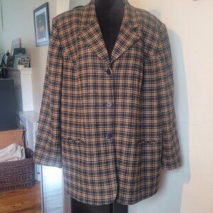 Chaus Wool Plaid‎ Blazer Coat